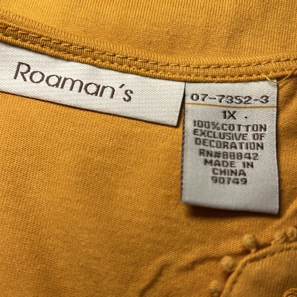 EUC Roaman’s Womans Plus Size Top‎ Shirt Gold Tassal Embroidered 1X Cotton Beach - Picture 13 of 16